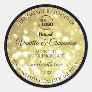 Luxurious Gold Glitter Stars Logo Product Labels