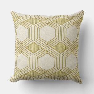 Luxurious Gold Hexagon Pattern - Marble Texture Cushion