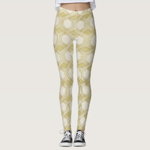 Luxurious Gold Hexagon Pattern - Marble Texture Leggings