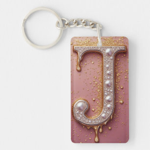 Luxurious Gold Letter J Monogram Key Ring