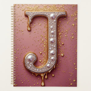 Luxurious Gold Letter J Monogram Planner