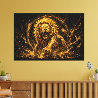 Luxurious Gold Lion Spirit Prosperity and Success Canvas Print