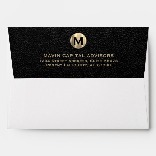 Luxurious Gold Monogram Address Envelope (Back (Top Flap))