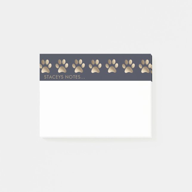 Luxurious Gold Paw Print Animal Lover Post-it Notes (Front)