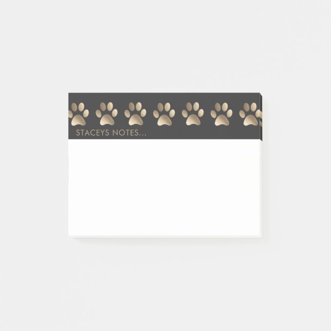 Luxurious Gold Paw Print Animal Lover Post-it Notes (Front)