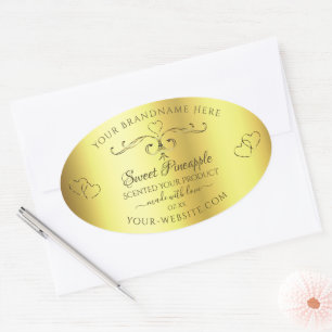 Luxurious Gold Product Label Ornate Borders Hearts