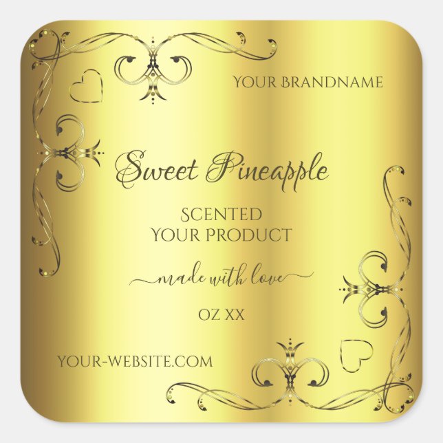 Luxurious Gold Product Label Ornate Corner Borders (Front)