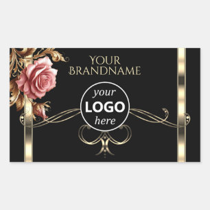 Luxurious Gold Rose Pink Black Product Labels Logo