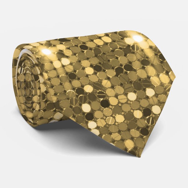 Luxurious Gold Sequin Festive Neck Tie (Rolled)