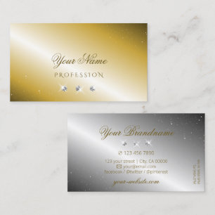 Luxurious Gold Silver Sparkling Diamonds Luxe Glam Business Card