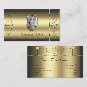 Luxurious Gold Squiggled Jewels Add Foto Glamourou Business Card