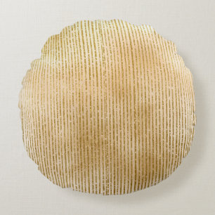 Luxurious Gold Stripes, Modern, Elegant Round Cushion