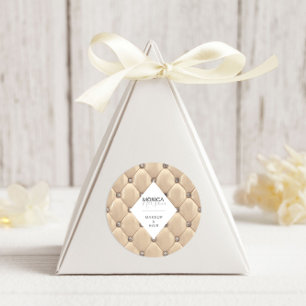 Luxurious Gold Tufted Monogram Classic Round Sticker