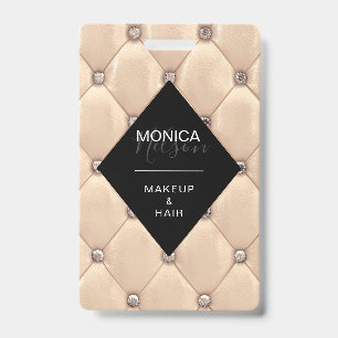luxurious gold tufted monogram ID badge