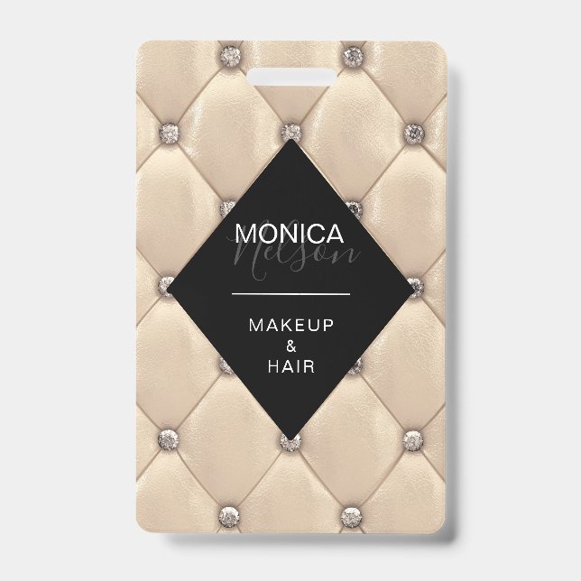 luxurious gold tufted monogram ID badge (Front)