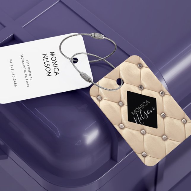 Luxurious Gold Tufted Monogram Luggage Tag (Creator Uploaded)