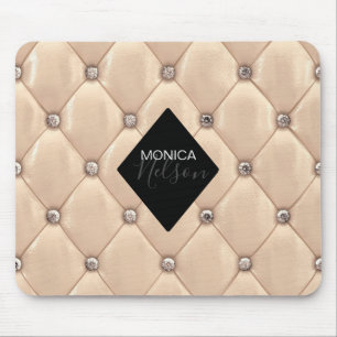 Luxurious Gold Tufted Monogram Mouse Pad