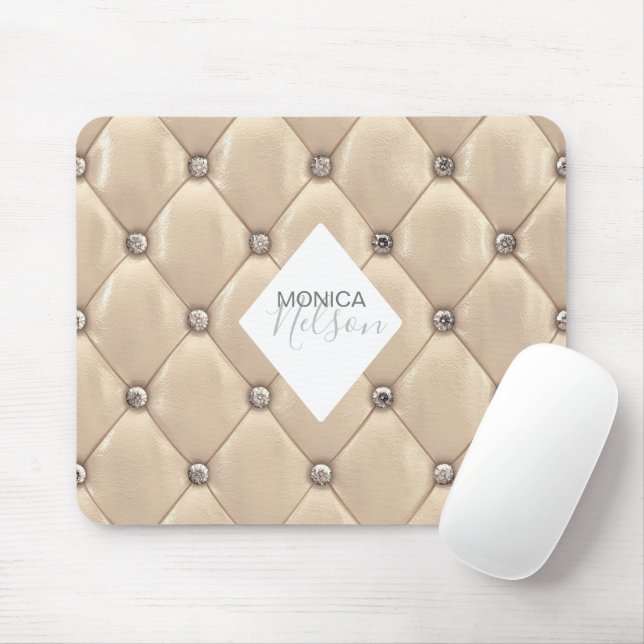 luxurious gold tufted monogram mouse pad (With Mouse)