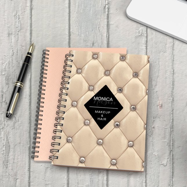 luxurious gold  tufted monogram notebook (Creator Uploaded)