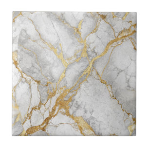 Luxurious Gold Vein White Marble Stone Design Ceramic Tile
