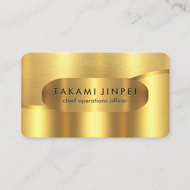 Luxurious Gold Wave Layers CEO Business Card (Front)