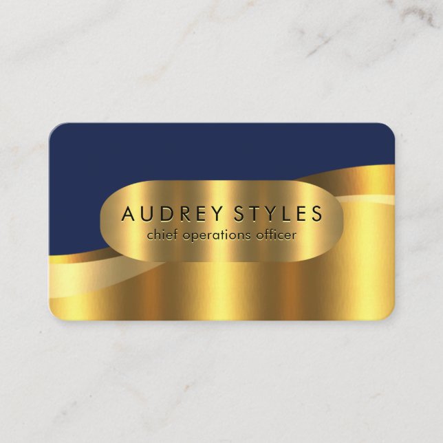 Luxurious Gold Wave Layers CEO Business Card (Front)
