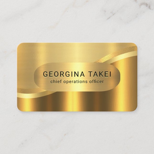 Luxurious Gold Wave Layers CEO Business Card (Front)