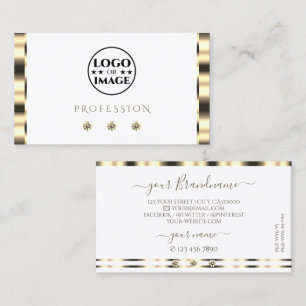Luxurious Gold White Sparkling Diamonds with Logo Business Card