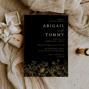 Luxurious Golden Floral Modern Black Wedding Gold