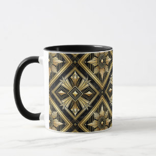 Luxurious Golden Geometric 1920's Dimond Art Deco  Mug