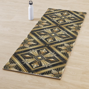 Luxurious Golden Geometric 1920's Dimond Art Deco Yoga Mat