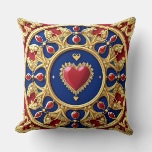 Luxurious Golden Heart Frame Cushion