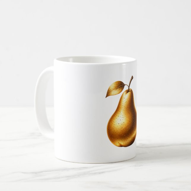 Luxurious golden pear coffee mug (Front Left)