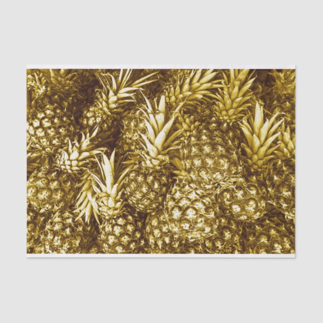 Luxurious golden pineapples tissue paper (Front)