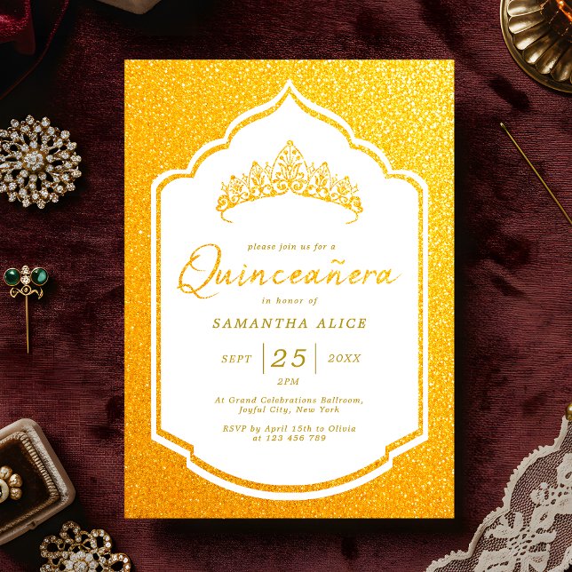 Luxurious Golden Quinceanera Party  Invitation (Creator Uploaded)