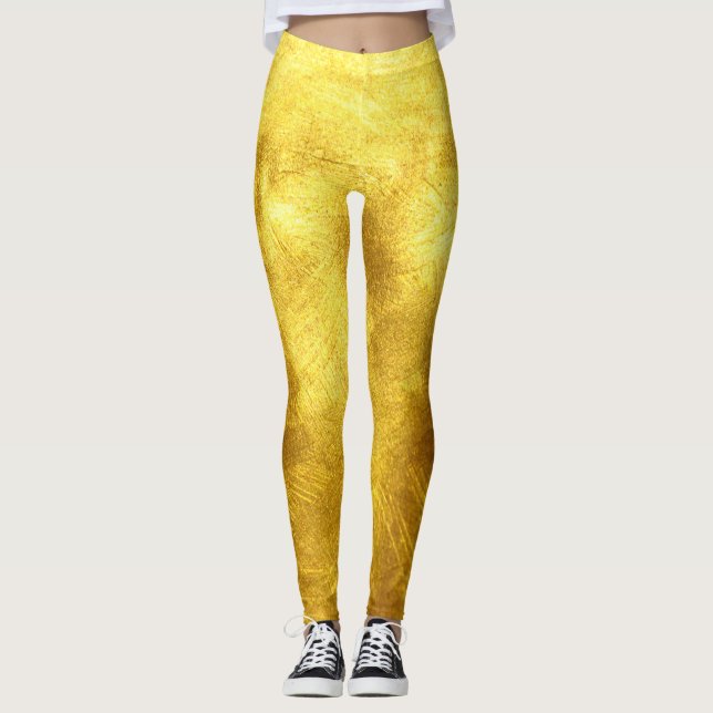 Luxurious Golden Texture Design Leggings (Front)
