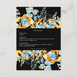 luxurious golden turquoise reception details card