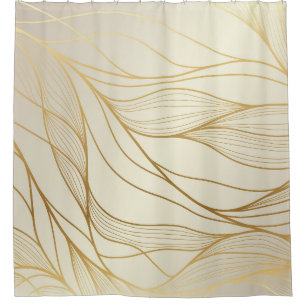 Luxurious Golden Waves: Premium Vintage Design Shower Curtain