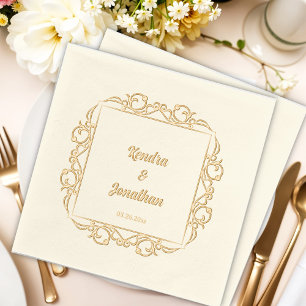Luxurious Gothic Wedding, Bride and Groom Names  Foil Napkins