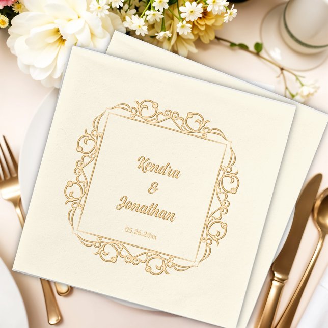 Luxurious Gothic Wedding, Bride and Groom Names  Foil Napkins (Creator Uploaded)