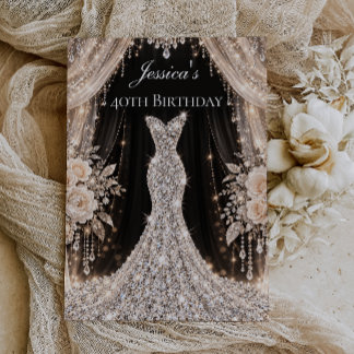 Luxurious Gown Woman's 40th Birthday Party Invitation