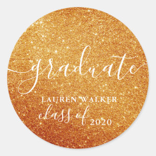 luxurious graduate gold glitter monogram Sticker