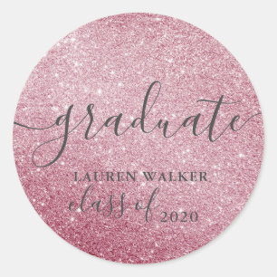 luxurious graduate rose glitter monogram Sticker
