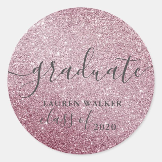 luxurious graduate rose glitter monogram Sticker (Front)