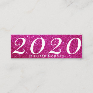 Luxurious graduation hot pink glitter Name Card