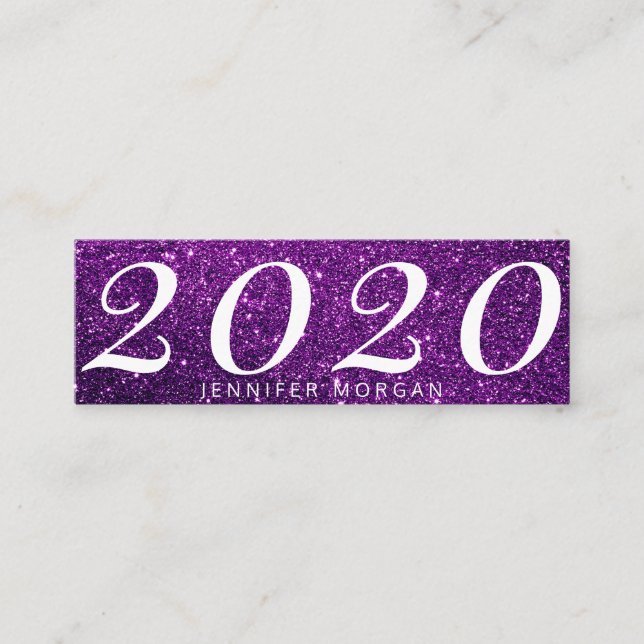 Luxurious graduation purple glitter Name Card (Front)