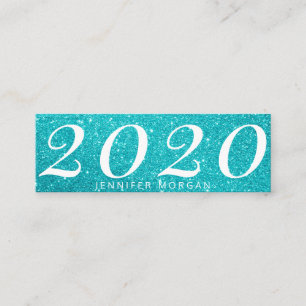 Luxurious graduation turquoise glitter Name Card