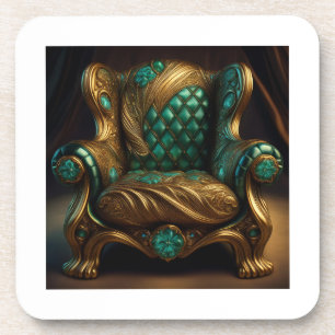 Luxurious Green And Gold Armchair Coaster