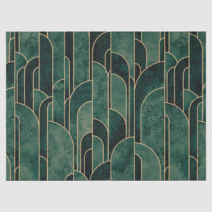 Luxurious Green and Gold Art Deco Pattern Tissue Paper
