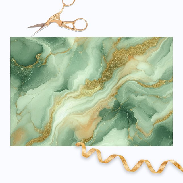Luxurious Green Marble with Gold Glitter Veins Tissue Paper (Creator Uploaded)